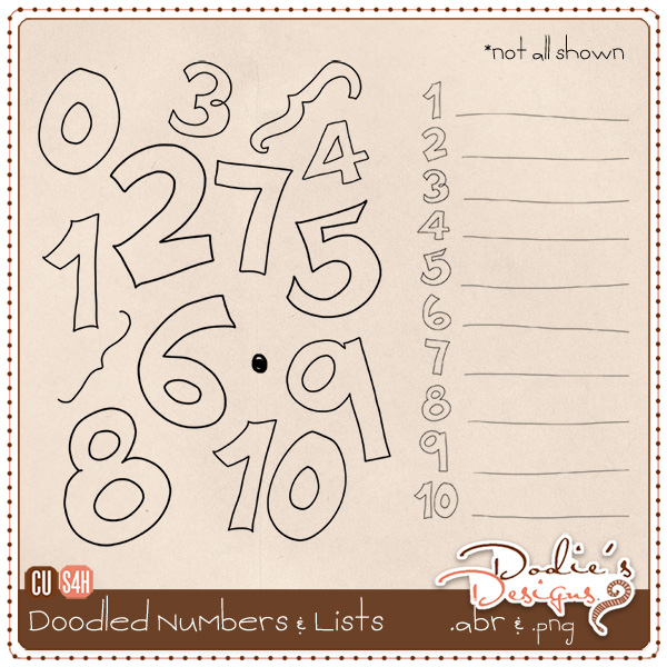 Doodled Numbers and Lists {CU} {S4H}