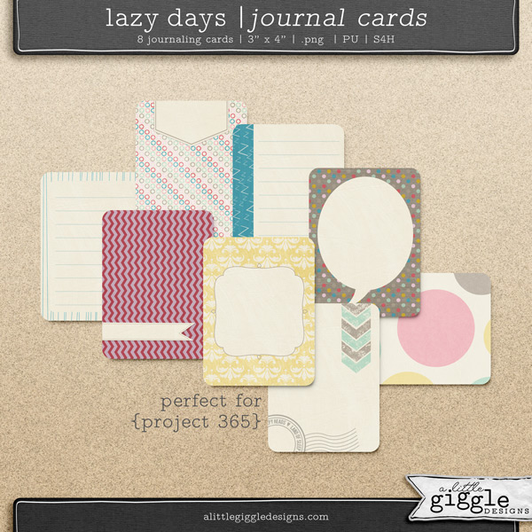 {Lazy Days} by A Little Giggle Designs Digital Scrapbooking P365 Journal Cards