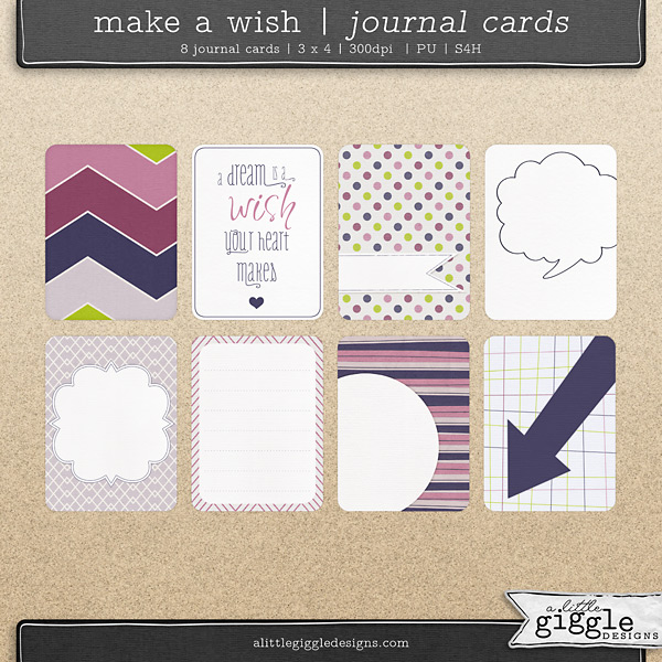 Make a Wish Journal Cards by A Little Giggle Designs Digital Scrapbooking