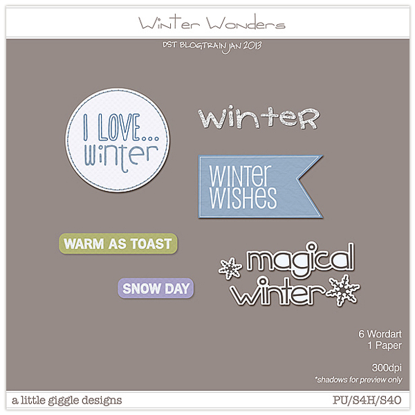 DST Blog Train - Winter Wonders - Word Art Freebie