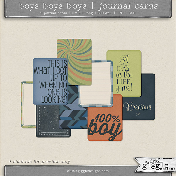 {Boys Boys Boys} Digiscrap Journal Cards P365 by A LIttle Giggle Designs
