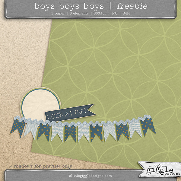 {Boys Boys Boys} Digital Scrapbooking Freebie Mini Kit